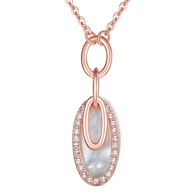 Lilly & Chloe Rose Gold/White Swarovski Crystal Elements Oval Necklace