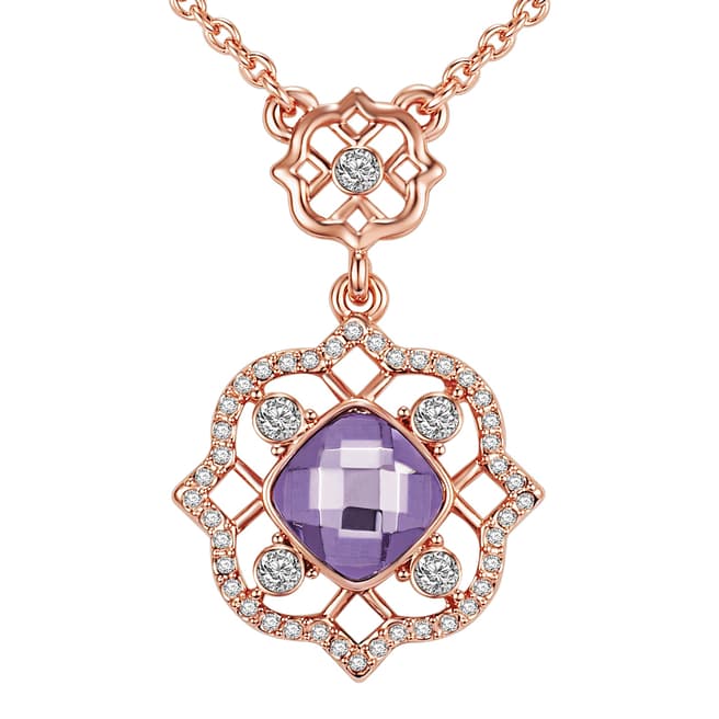 Lilly & Chloe Rose Gold/Purple Swarovski Crystal Elements Cut Out Floral Necklace