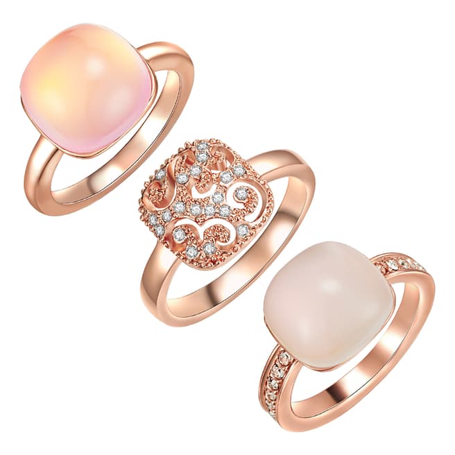 Lilly & Chloe Rose Gold/Pale Pink Swarovski Crystal Elements Rings Set of Three