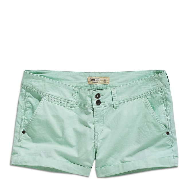 Time Out Mint Green Cotton Blend Shorts