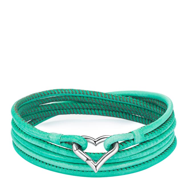 Runway Sea Green Leather Stacked Bracelet