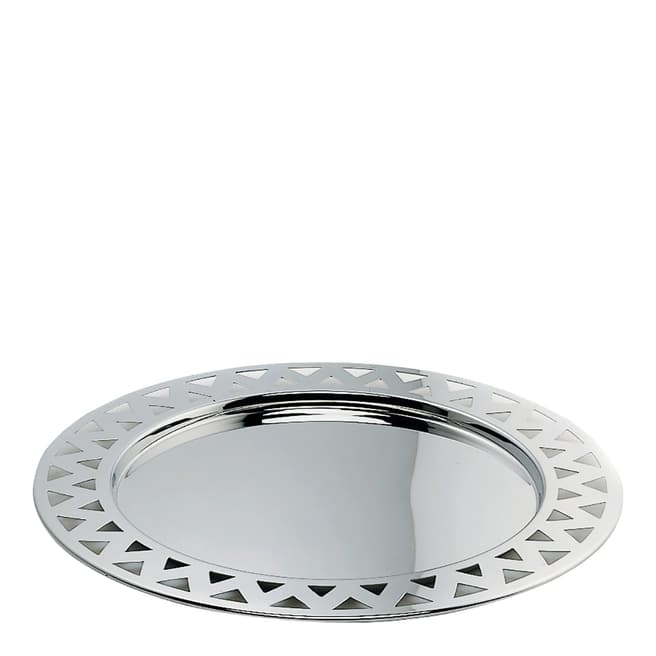 Alessi Silver Stainless Steel Open Work Edge Round Tray
