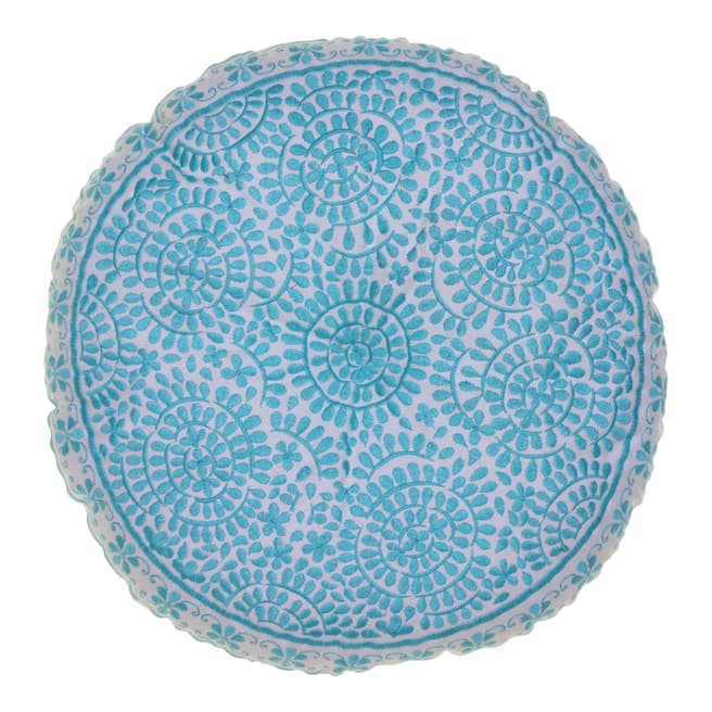 Bombay Duck Souk Embroidered Cushion turquoise Round