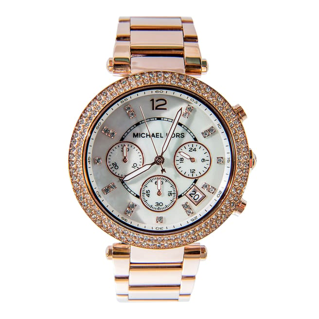 Michael Kors Ladies Rose Gold Mother of Pearl Parker Watch