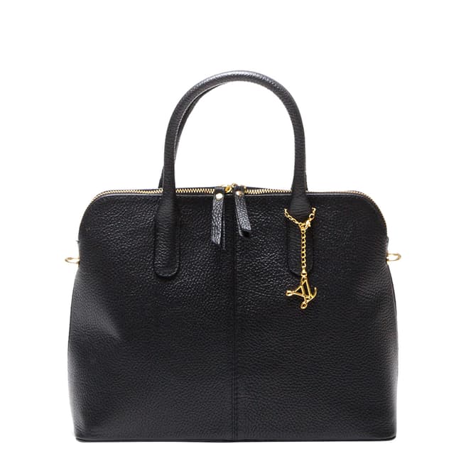 Luisa Vannini Black Leather Structured Handbag