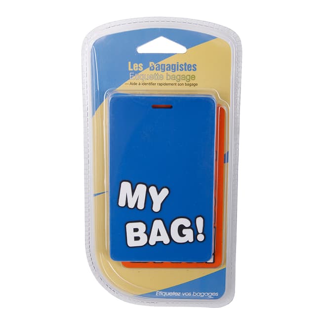 Les Bagagistes Set of Two Blue/Orange Luggage Tags
