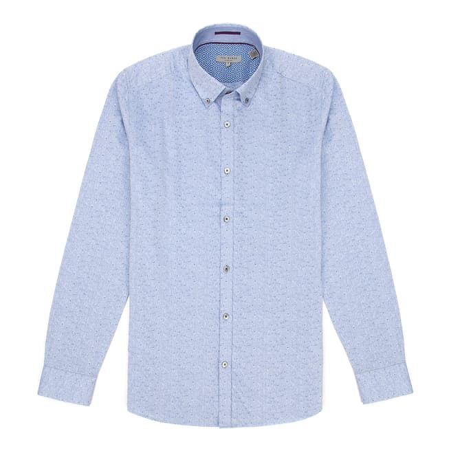 Ted Baker Blue Jakmove Floral Jacquard Cotton Shirt