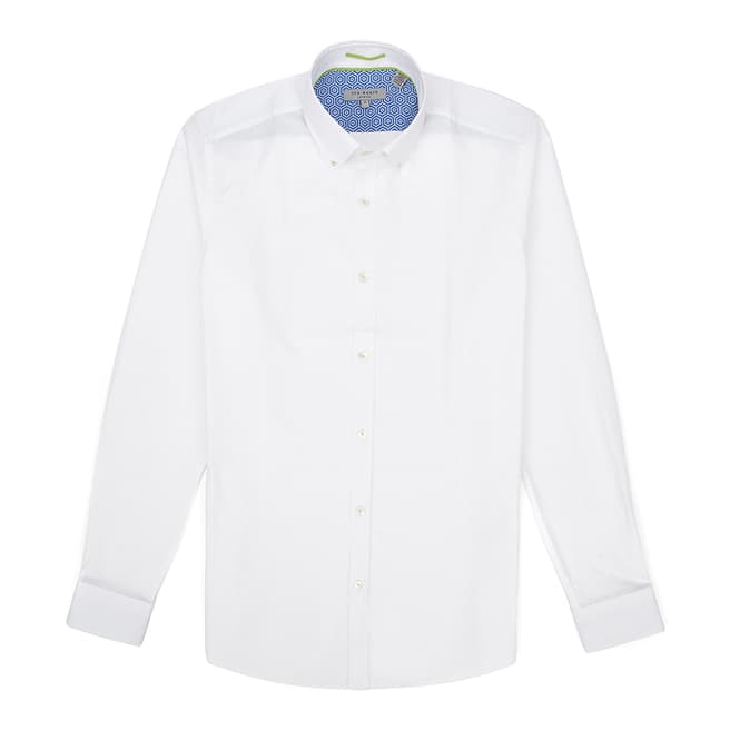 Ted Baker White Jakmove Floral Jacquard Cotton Shirt