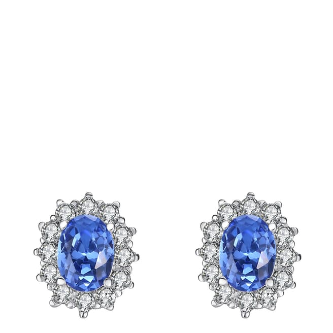 Lilly & Chloe Silver/Blue Swarovski Crystal Elements Oval Stud Earrings