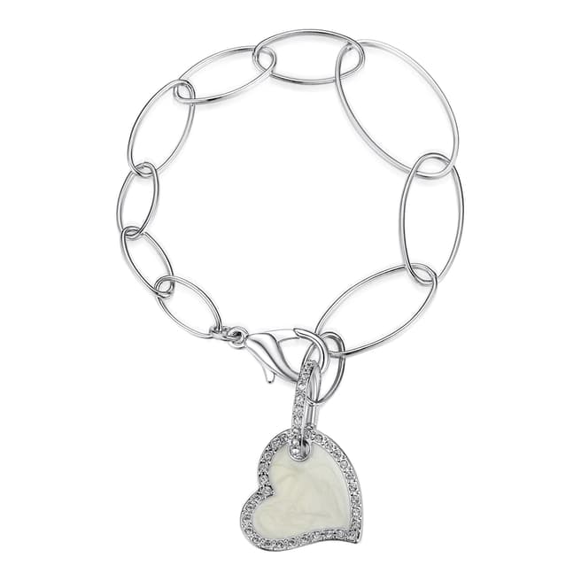 Lilly & Chloe Silver/Ivory Swarovski Crystal Elements Heart Bracelet