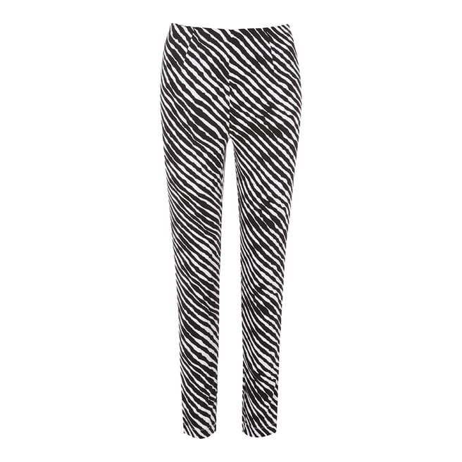 Louche Black/White Jenis Zebra Stretch Cotton Blend Trousers