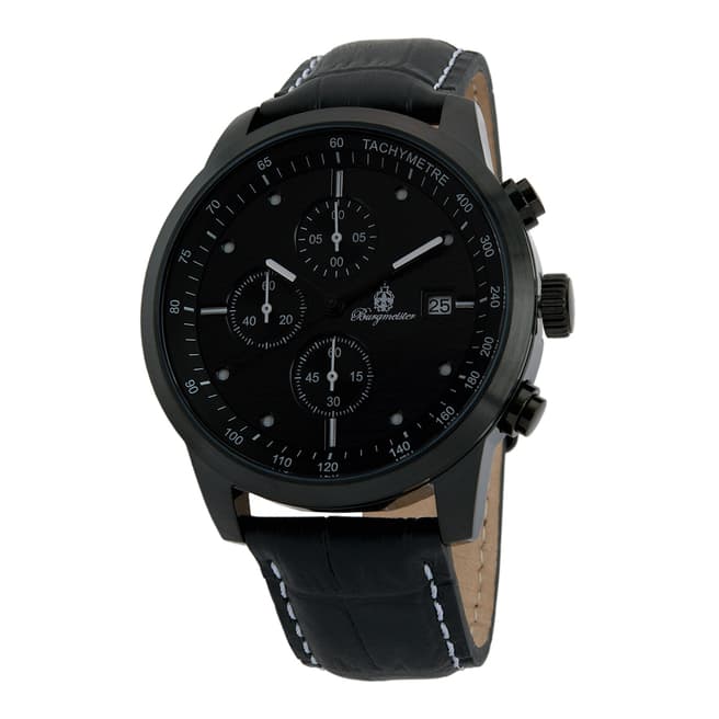 Burgmeister Men's Black/White Leather/Stainless Steel Maui Chronograph Watch