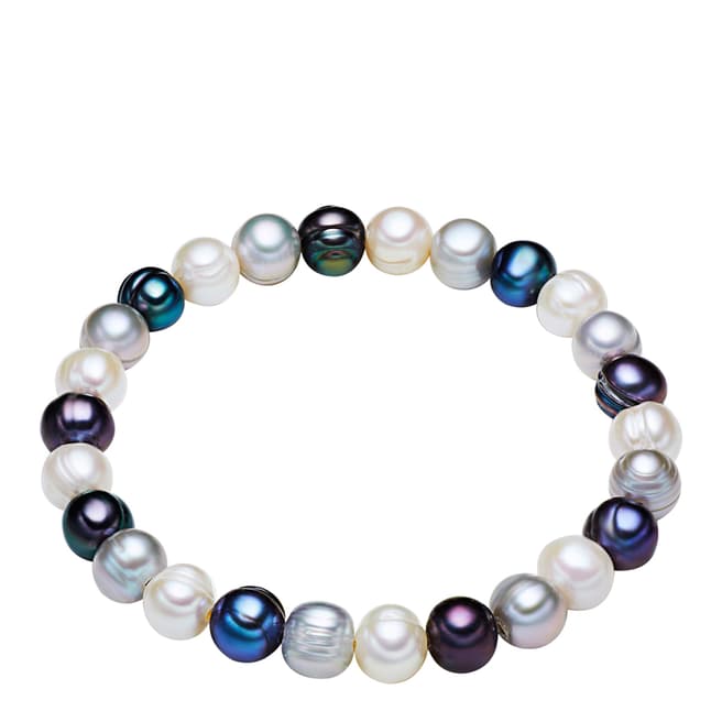 The Pacific Pearl Company White/Silver/Blue Freshwater Pearl Bracelet