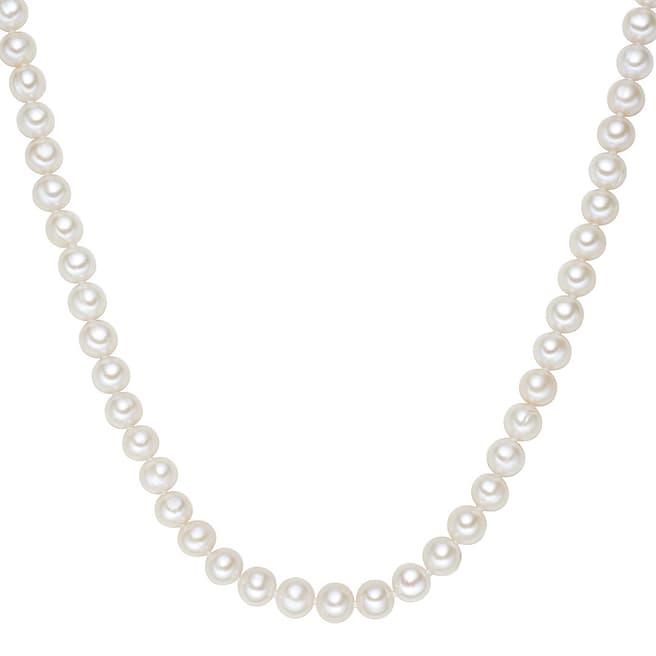 The Pacific Pearl Company White Sterling Silver Fresh Water Cultured Pearl Necklace