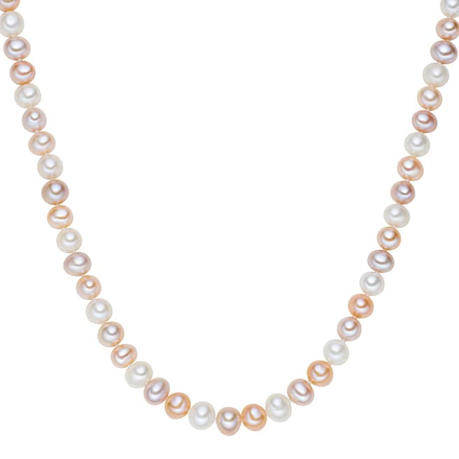 The Pacific Pearl Company Orange/Pale Pink Sterling Silver Fresh Water Cultured Pearl Necklace