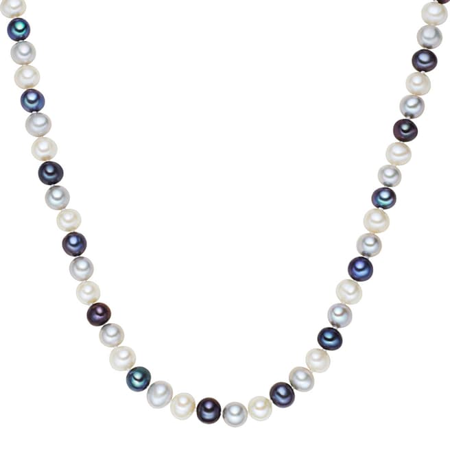 The Pacific Pearl Company White/Silver/Blue Freshwater Pearl Necklace
