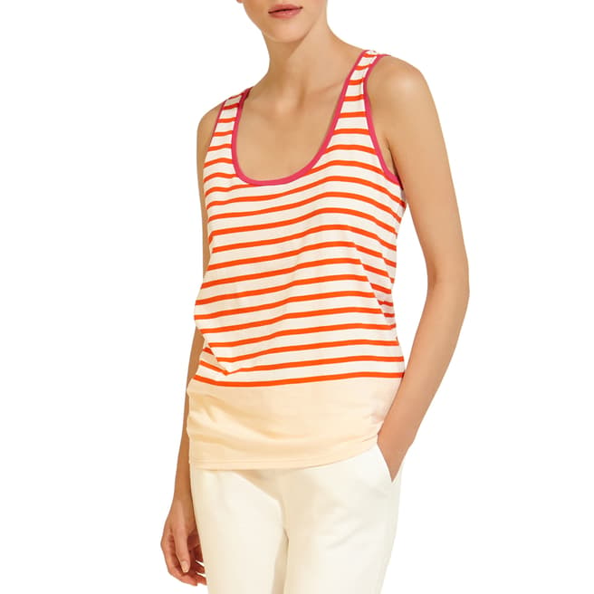 Petit Bateau Orange/White Stripe Sleeveless Cotton Top