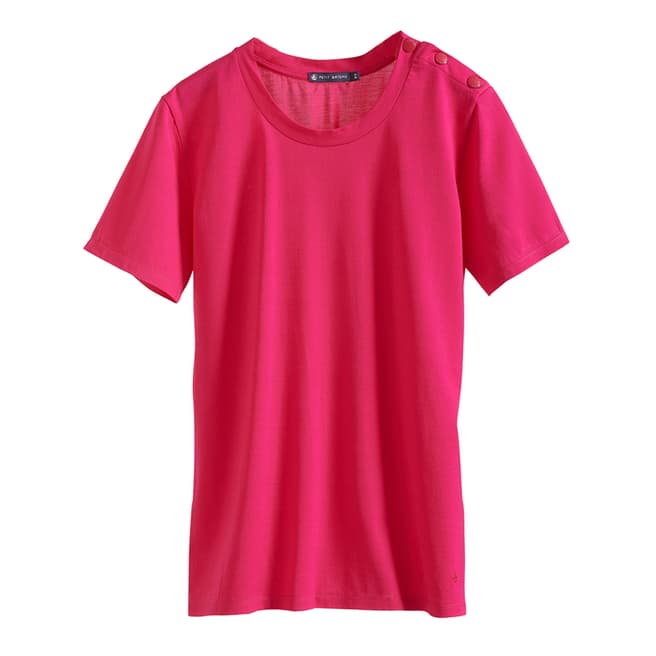 Petit Bateau Pink Button Cotton T-Shirt