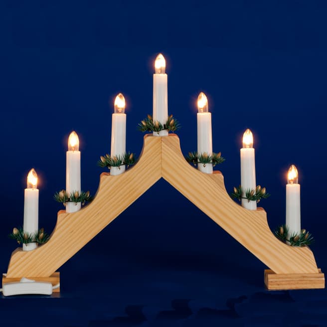 Festive Wooden Light Up Candle Bridge 30cm