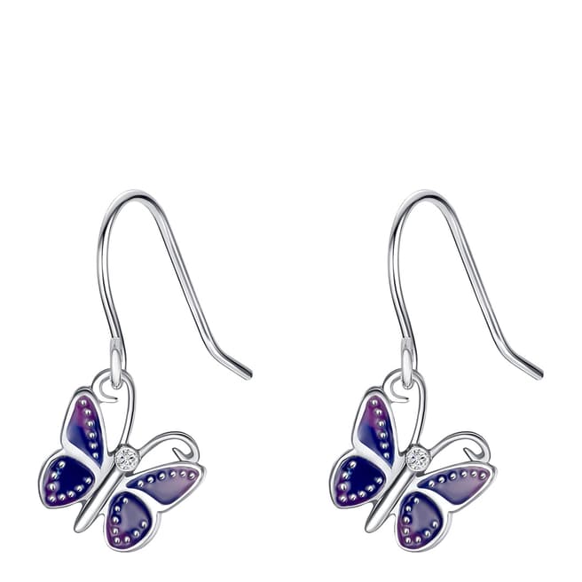 Tess Diamonds Silver/Purple Diamond Butterfly Drop Earrings