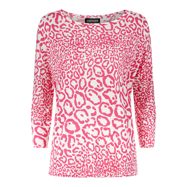 Jaeger Pink/White Leopard Print Top