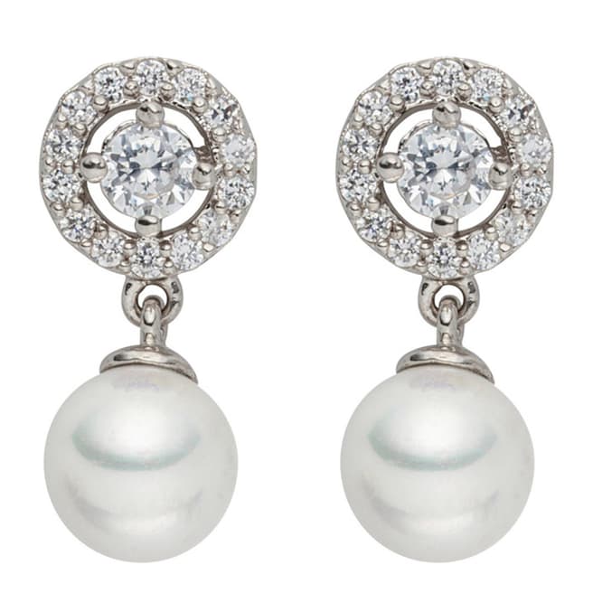 Pearls of London Silver/White Pearl/Crystal Earrings