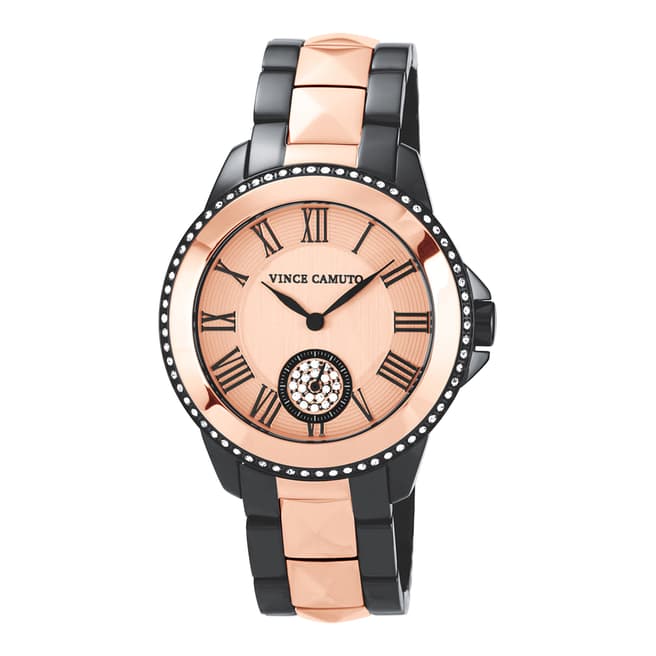 Vince Camuto Ladies Gunmetal/Rose Gold The Egypt Crystal Watch