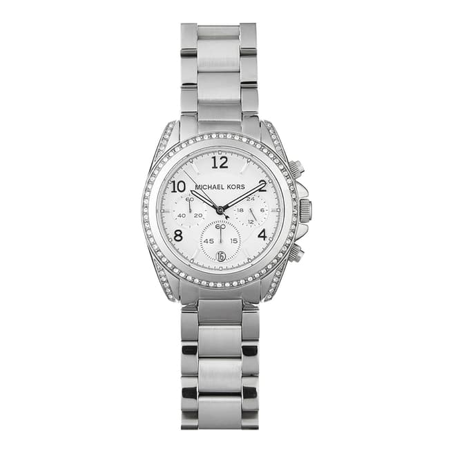 Michael Kors Womens Silver Stainless Steel Blair Chronograph Watch