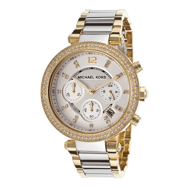 Michael Kors Ladies Gold/Silver Stainless Steel Parker Chronograph Watch