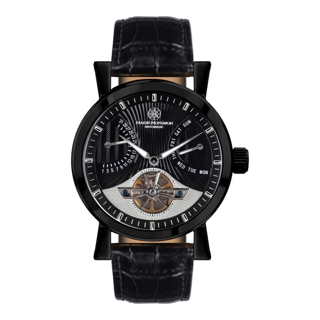 Mathis Montabon Men's Black Leather/Stainless Steel Retrograde Watch