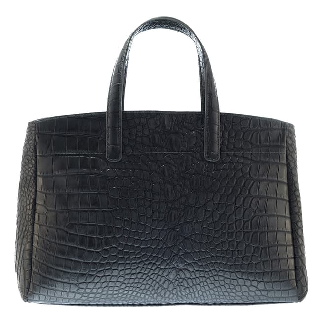 Lisa Minardi Blue / Grey Leather Croc Print Handbag