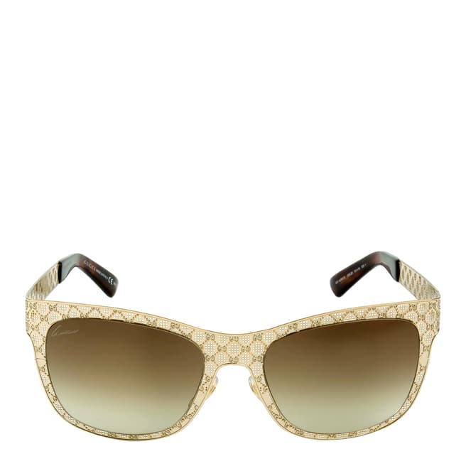 Gucci Women's Gold/Brown Abstract Cut Out Sunglasses 55mm