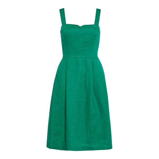 Great Plains Green Seahouses Fit/Flare Linen Dress