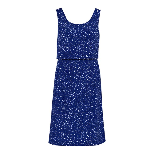 Great Plains Blue/White Join The Dots Polka Dot A Line Dress