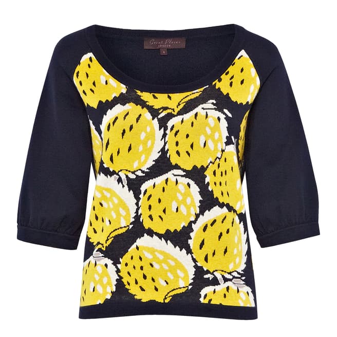 Great Plains Yellow/Black Strawberry Fields Printed Top