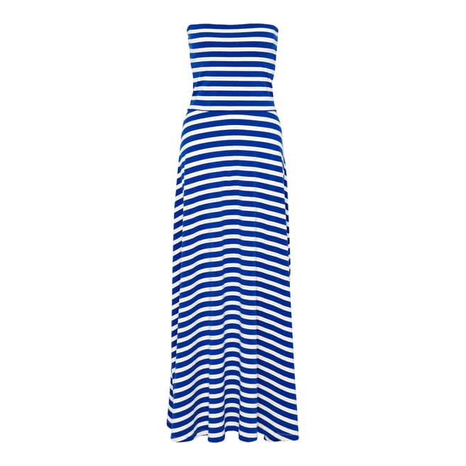 Great Plains Blue/White Stripe Bandeau Stretch Maxi Dress