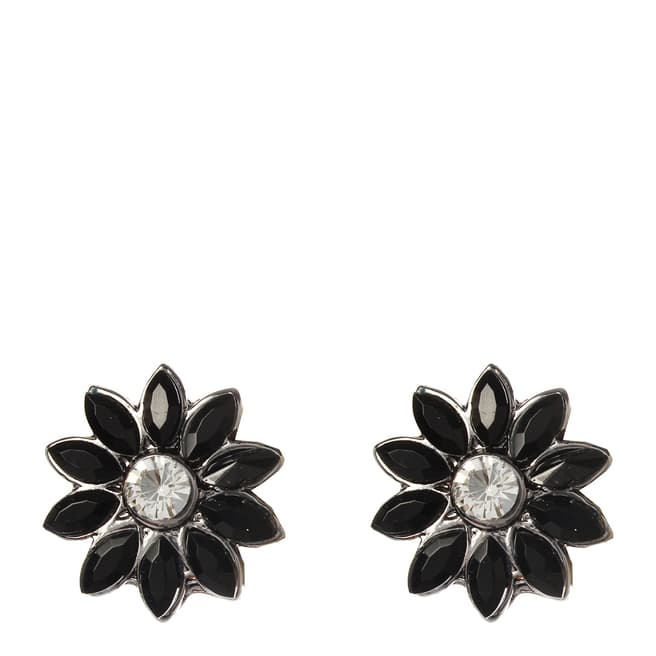 Amrita Singh Black Holi Floral Crystal Stud Earrings