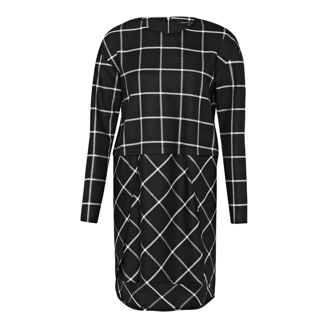 French Connection Black/White Fast Ciao Check Stretch Dress