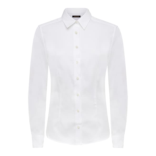 Jaeger White Basketweave Cotton Shirt