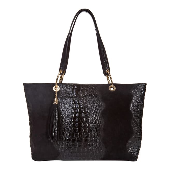 Massimo Castelli Black Leather Top Handle Bag