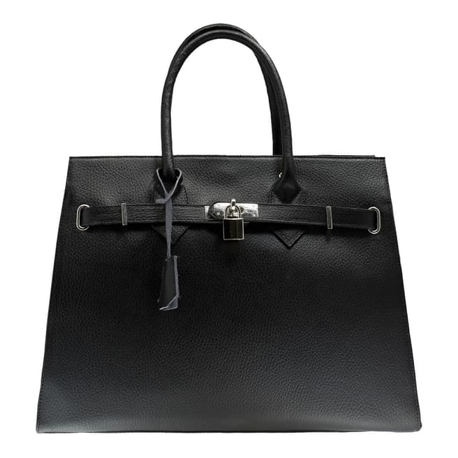 Giorgio Costa Black Leather Lock and Key Top Handle Bag