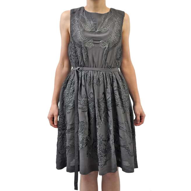 Bolongaro Trevor Women's Dark Grey Inked Embroidered Dress