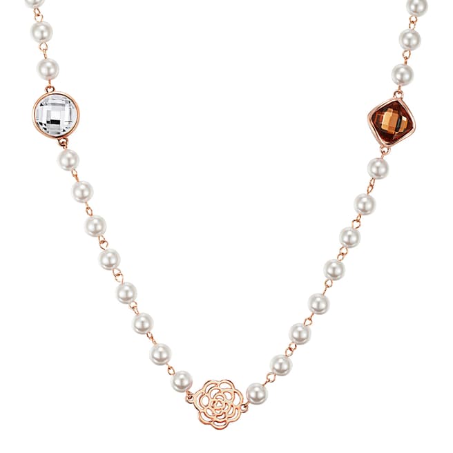 Runway Rose Gold Pearl/Crystal Beaded Necklace