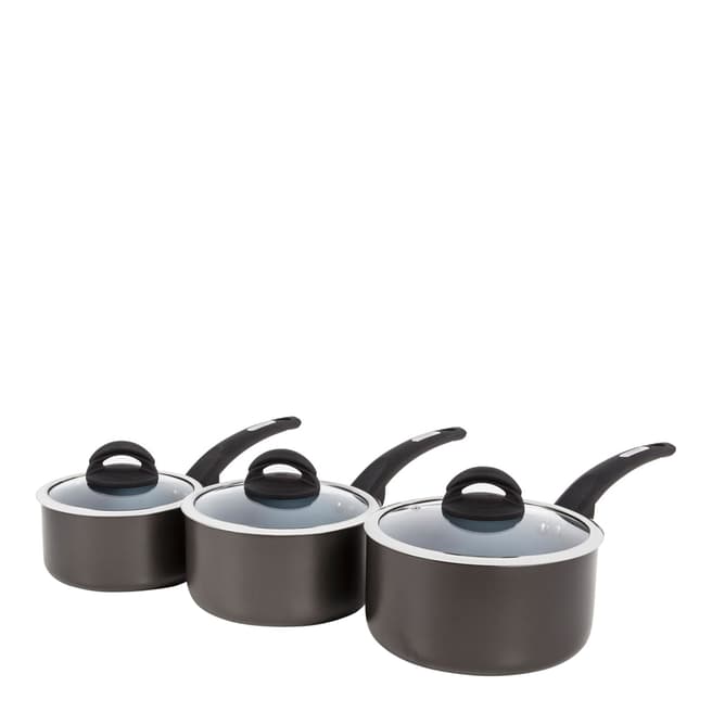 Tower 3 Piece Grey Ceramic Coated Pans