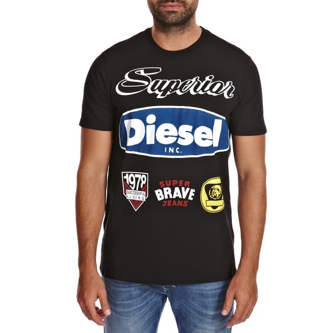 Diesel Black/Multicolour Logo Cotton T Shirt 