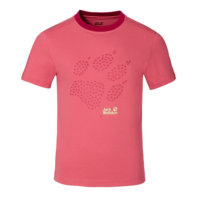 Jack Wolfskin Girl's Pink Anthill Cotton Blend Stretch T Shirt