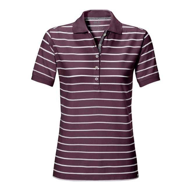 Jack Wolfskin Women's Brown Riverton Striped Polo T Shirt