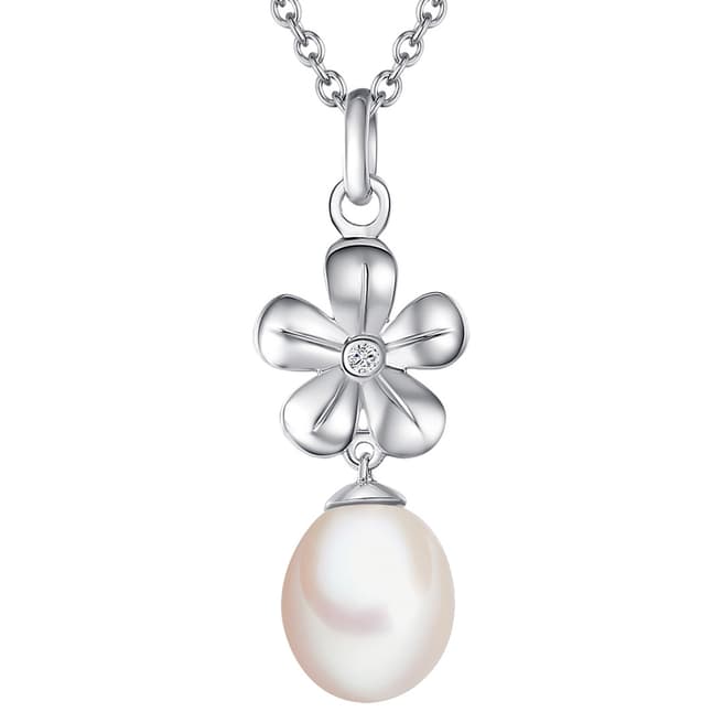 Tess Diamonds Silver Pearl Flower Necklace