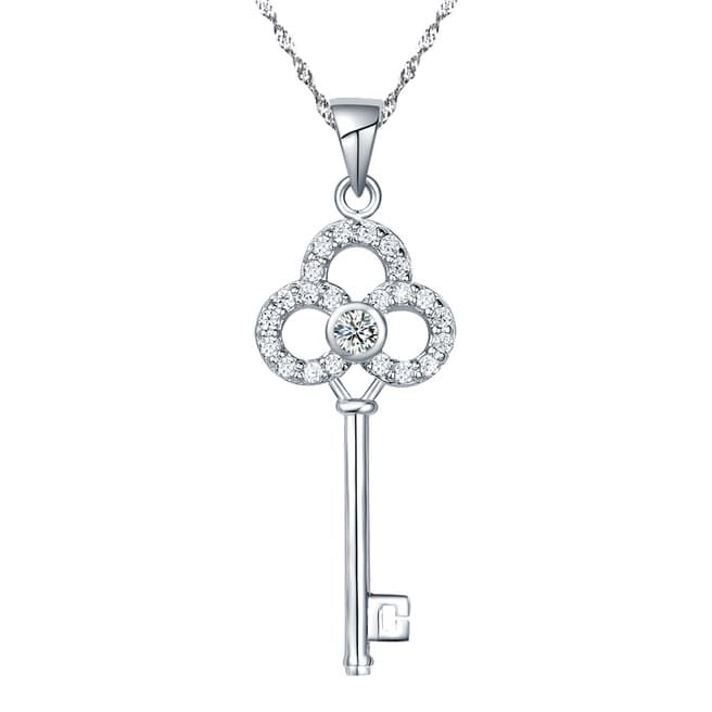 Harpers Bazaar Silver Heart Door Key Pendant Necklace