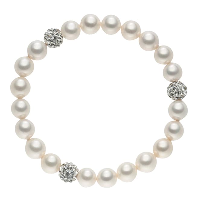 Pearls of London White Pearl Crystal Bracelet
